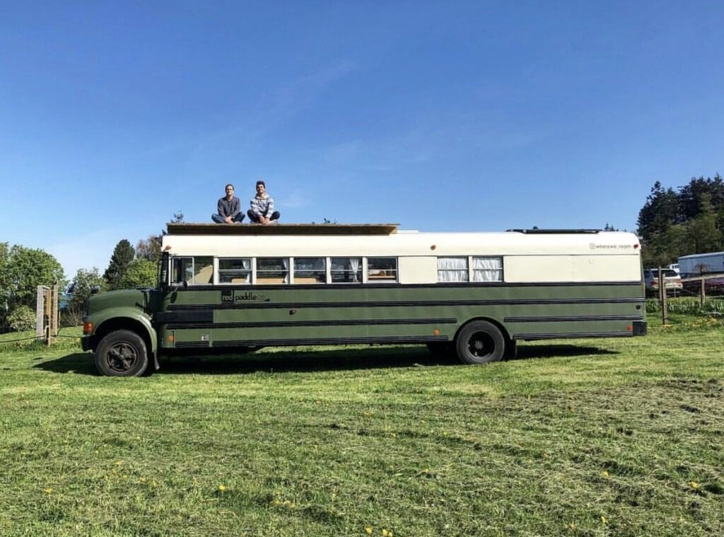 Sitting on school bus with friend